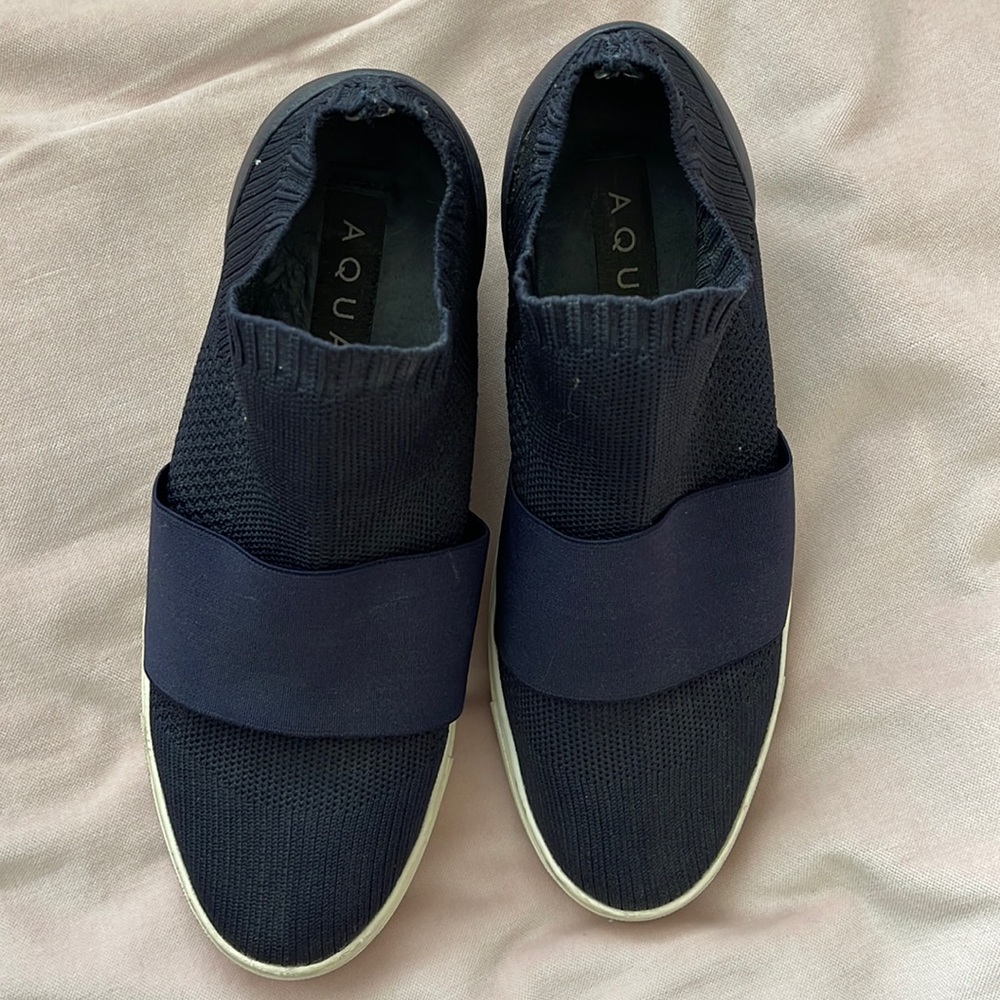 Aqua Navy Blue slip ons - size 6 women